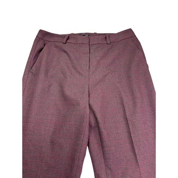T Tahari Womens Burgundy Black Textured Dress Pants Size 10 Ankle Slim - Picture 2 of 8